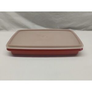 Tupperware 816-12 Rectangular Storage Container Burnt Orange Deli w/ Lid USA Vtg